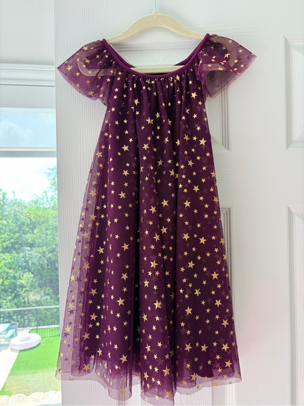 Zunie Purple Tulle Dress with Gold Star Print